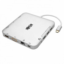 Eaton Stacja dokująca USB-C, podwójny wyświetlacz 4K HDMI/mDP, VGA, USB 3.2 Gen 1, koncentrator USB-A/C, GbE, ładowanie PD 60 W U442-DOCK2-S