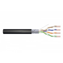 Digitus Kabel teleinformatyczny instalacyjny zewnętrzny żelowany kat.6, F/UTP, Fca, drut, AWG 23/1, PE, 305m, szpula Czarny