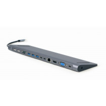 Gembird Hub USB-C HDMI GbE 3xUSB 3.1 2xUSB 2.0 2xUSB-C USB-C PD Card VGA