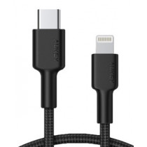 AUKEY CB-CL02 Black nylonowy kabel Lightning-USB C | USB Power Delivery USB-PD | 1.2m | certyfikat MFi Apple