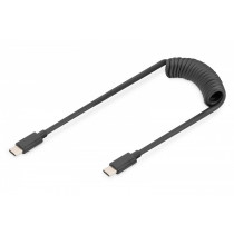 Digitus Kabel spiralny USB C/USB C, USB 2.0, PD 60W, max. 1m Czarny