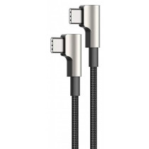 AUKEY CB-CMD37 Black OEM nylonowy kabel USB C - USB C | 1m | wtyki 90 stopni | 3A | 60W PD | 20V