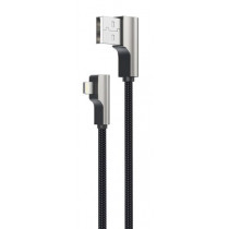 AUKEY CB-AL04 Czarny OEM nylonowy kabel USB - Lightning | 1m | wtyki 90 stopni | certyfikat MFi