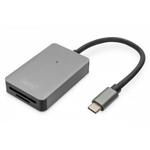 Digitus Czytnik kart USB-C, 2-portowy UHS-II SD4.0 TF4.0 High Speed, aluminiowy, Szary