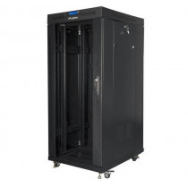 Lanberg Szafa rack stojąca 19 cali 27U 800x1200 czarna drzwi szklane LCD FLAT PACK