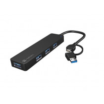 NATEC Hub USB-C 4 porty Mayfly czarny + adapter USB-A