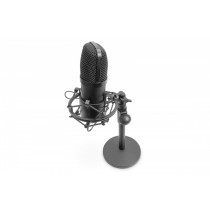 Digitus Mikrofon pojemnościowy USB, metalowy, statyw z gwintem 3/8 cala z kablem USB 1,5m, Czarny