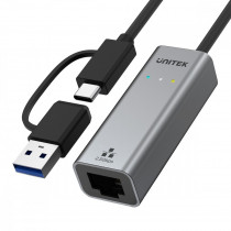 Unitek Adapter USB-A/C 3.1 GEN1 RJ45, 2,5 Gbps, U1313C