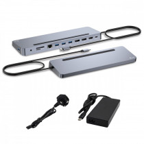 iTec Stacja dokująca USB-C Metal Ergonomic 4K 3x Display Docking Station PD 100W + Universal Charger 100W (bundle)