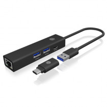 RaidSonic Technology Hub IB-HUB1439-LAN 4w1 HUB, 1x USB-C, 2xUSB-A, 1x LAN