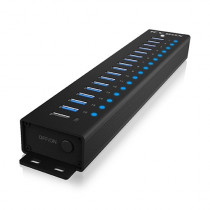 RaidSonic Technology Hub IB-HUB1717 16+1 port USB HUB, 16x USB + 1x USB do ładowania, USB 3.2 Gen 1, 96 Watt zasilacz