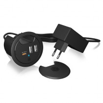 RaidSonic Technology IB-HUB1407 3 Port ładowarka do biurka, 2x USB-A, 1x USB-C, otwór 60mm