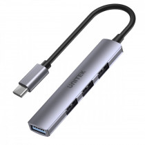 Unitek HUB USB-C, 3x USB-A 2.0 1x USB-A 5 Gbps Aluminiowy