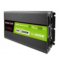 Green Cell Przetwornica LCD 24V 3000W/6000W Czysty sinus z wyświetlaczem