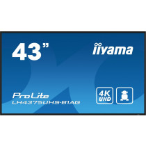 iiyama Monitor 42.5 cala ProLite LH4375UHS-B1AG, 24/7,IPS,ANDROID.11,4K,500cd/m2,WiFi,3xHDMI,DP,Daisy/Chain,2xUSB,2x10W,RJ45,iiSignage2,FailOver,SDM,4GB/32GB