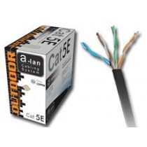 A-LAN Kabel sieciowy drut zewnętrzny żelowany 100% miedź KIU5OUTZ305 (UTP; 305m; kat. 5e; kolor czarny)
