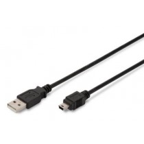 Assmann Kabel połączeniowy USB 2.0 HighSpeed 'Canon' Typ USB A/miniUSB B (5pin) M/M 1m Czarny