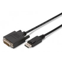 Assmann Kabel adapter Displayport z zatrzaskiem 1080p 60Hz FHD Typ DP/DVI-D (24+1) M/M 1m Czarny
