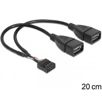 DeLOCK Kabel USB PIN HEADER(M) 10 PIN-2x USB-A(F) 2.0