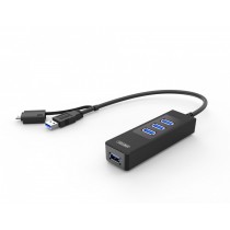 Unitek Hub USB Y-3046A 4xUSB 3.0 OTG czarny