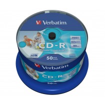 Verbatim CD-R 52x 700MB 50P CB Printable 43438