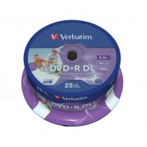 Verbatim DVD+R (8x) 8,5GB DoubleLayer CB 25 PRINTABLE 43667