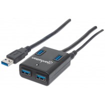 Manhattan 162302 Hub SuperSpeed USB 3.0, 4 portowy, z zasilaczem