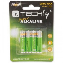 Techly Baterie alkaliczne LR03 AAA 4szt, (IBT-LR03T4B)