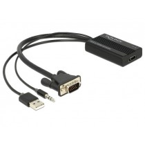 DeLOCK Adapter VGA(M)+USB(Power)+Jack(Audio)->HDMI(F)