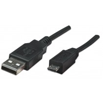 Manhattan Kabel USB A-MicroB M/M 3 0m USB2.0 Hi-Speed biały