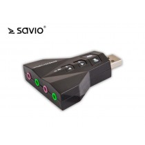 Savio Karta muzyczna USB 7w1, dźwięk Virtual 7.1CH, Plug & Play, blister, AK-08