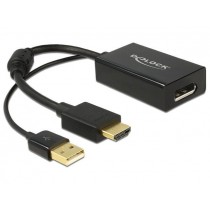 DeLOCK Adapter HDMI(M)+USB(Power)->Displayport 1.2(F) 24cm