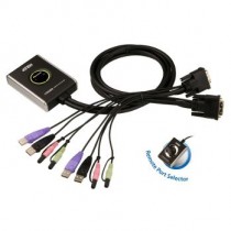 Aten 2-Port USB DVI/Audio Cable KVM Switch with Remote Port Selector