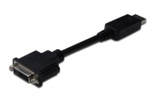 Assmann Kabel adapter Displayport z zatrzaskiem 1080p 60Hz FHD Typ DP/DVI-I (24+5) M/Ż czarny 0,15m