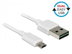 DeLOCK Kabel Micro USB AM-BM Dual Easy-USB 1m Biały