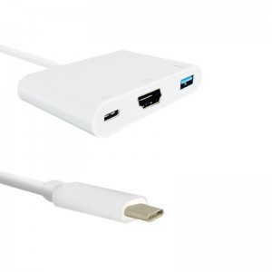 Qoltec 50425 Adapter USB 3.1 typC męski / HDMI A + USB A + USB 3.1 typC