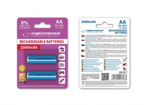 Esperanza Akumulatorki AA 2000mAh 2szt. niebieskie