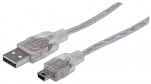 Manhattan 333412 Kabel USB 2.0 A-B Mini (Canon) M/M 1,8m srebrny