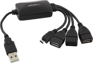 Esperanza Hub USB EA158 3xUSB 2.0 + 1x MICRO USB, czarny