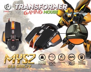 rebeltec Mysz przewodowa TRANSFORMER optyczna Gaming USB czarna