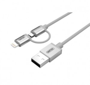 Unitek Kabel Y-C4031SL USB - microUSB + lightning, srebrny