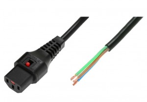Assmann Kabel zasilający do zarobienia blokada blokada IEC LOCK 3x1mm2 OPEN/C13 prosty M/Ż 2m Czarny