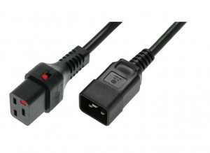 Assmann Kabel zasilający serwerowy blokada IEC LOCK 3x1,5mm2 C20 prosty/C19 prosty M/Ż 1m Czarny