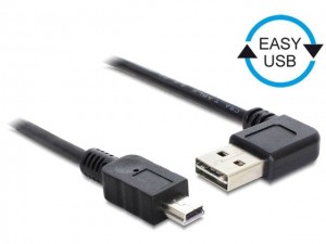 DeLOCK Kabel USB mini AM-BM 2.0 0.5m czarny kątowy lewo/prawo Easy-USB