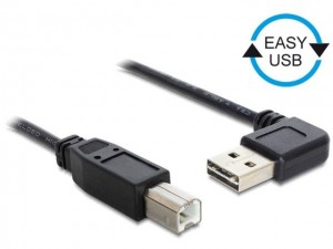 DeLOCK Kabel USB AM-BM 2.0 0.5m czarny kątowy lewo/prawo Easy USB