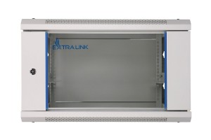 Extralink Szafka wisząca rack 4U 600x450 szara szklane drzwi