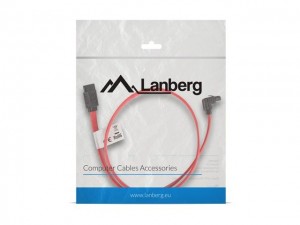 Lanberg CA-SASA-13CU-0050-R kabel SATA III Data 6 Gb/s 50cm metalowe zatrzaski, kątowy