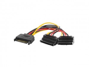 Lanberg CA-SASA-10CU-0015 kabel SATA zasil.(M)->SATA(F) 90 x2 15cm