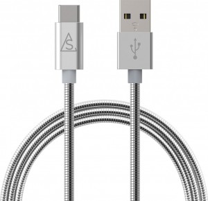 Holdit Smartline kabel USB-C 2.0 metalowy 1m srebrny