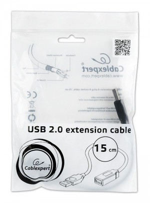 Gembird CCP-USB2-AMAF-0.15M AM-AF kabel, przedłużacz USB 2.0 0,15M Niklowane końce czarny